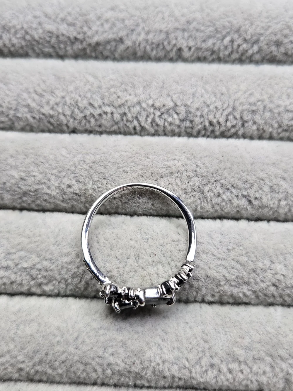 Size 8 Paths Entwined Black Onyx Cubic Zircon Rhodium Plated Bomb Party Ring